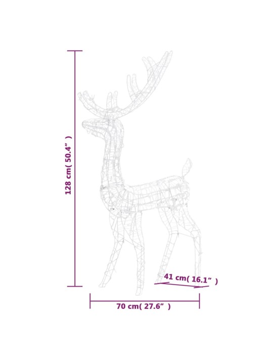 Kalėdinė dekoracija elnias, 120cm, akrilas, 140 spalvotų LED