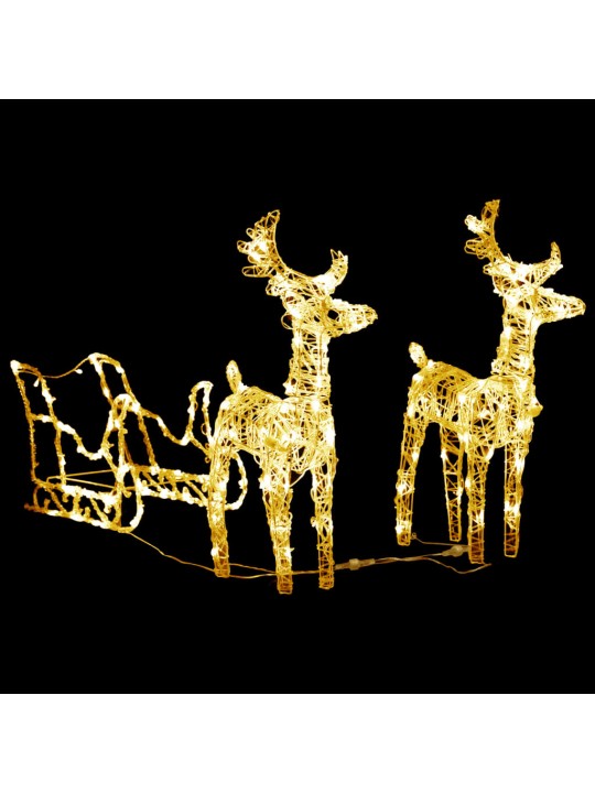 Kalėdų dekoracija elniai ir rogės, 130cm, akrilas, 160 LED