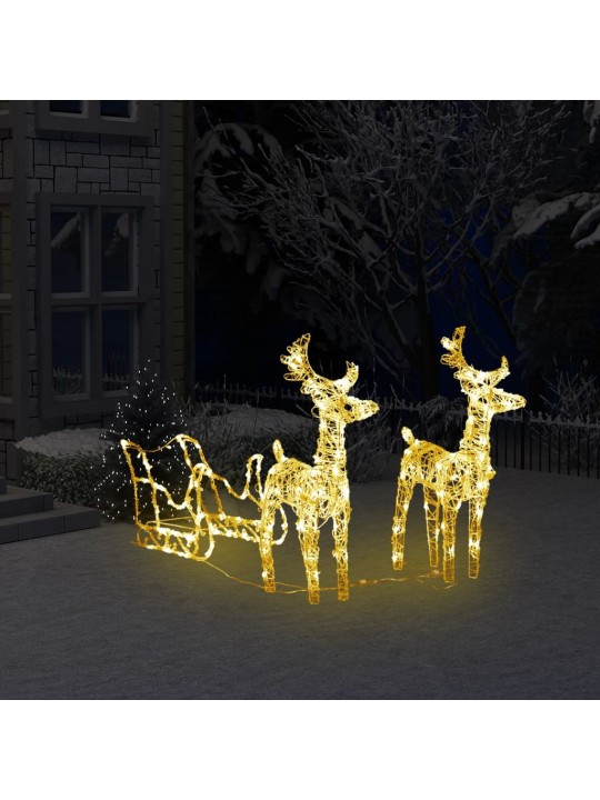 Kalėdų dekoracija elniai ir rogės, 130cm, akrilas, 160 LED