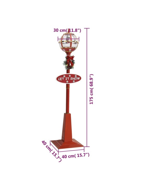 Kalėdinis gatvės žibintas su Kalėdų Seneliu, 175cm, LED