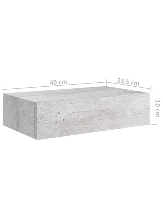 Lentynos su stalčiais, 2vnt., betono pilkos, 40x23,5x10cm, MDF