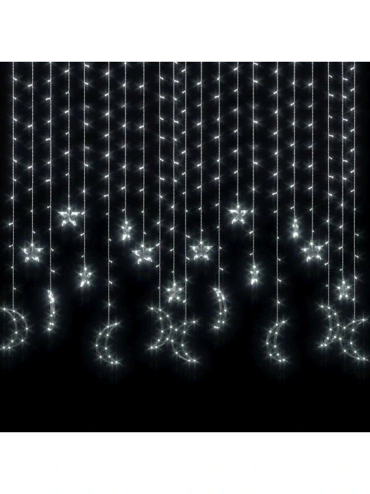 Girlianda žvaigždės ir mėnuliai, 345 šaltos baltos LED lemputės