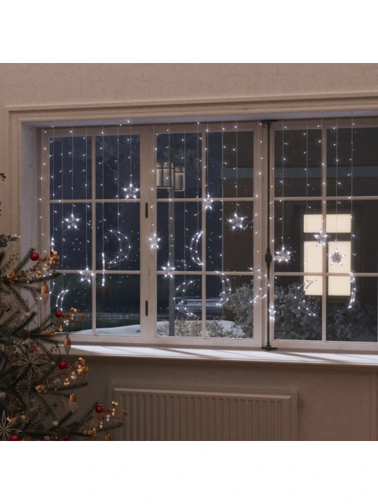 Girlianda žvaigždės ir mėnuliai, 345 šaltos baltos LED lemputės