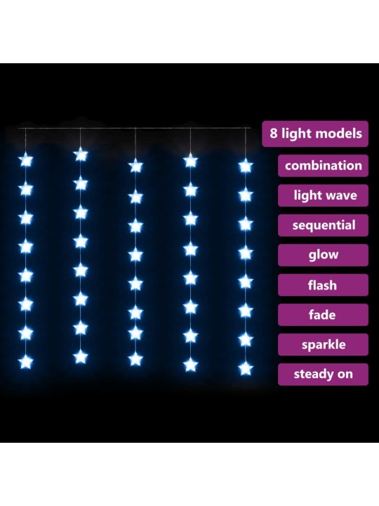 LED žvaigždžių užuolaida, 200 mėlynų LED lempučių