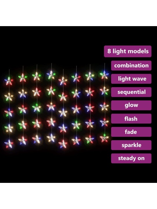 LED žvaigždžių užuolaida, 200 spalvotų LED lempučių