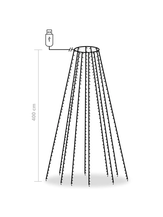 Kalėdų eglutės girlianda su 400 spalvotų LED lempučių, 400cm