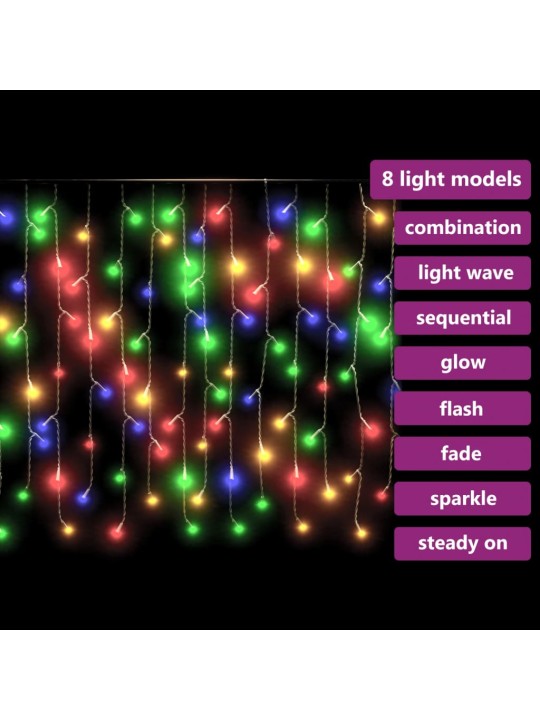 LED girlianda varvekliai, 10m, 400 spalvotų LED, 8 funkcijos
