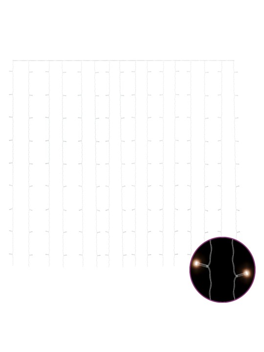 LED lempučių užuolaida, 3x3m, 300 šiltų baltų LED lempučių