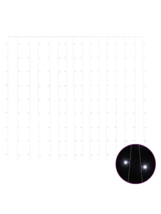 LED lempučių užuolaida, 3x3m, 300 šaltų baltų LED lempučių