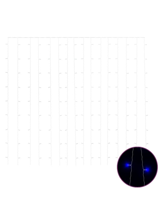 LED lempučių užuolaida, 3x3m, 300 mėlynų LED lempučių