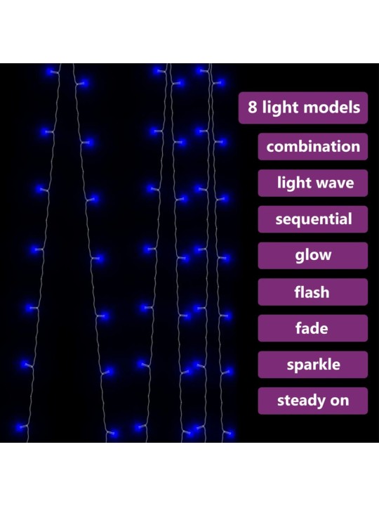LED lempučių užuolaida, 3x3m, 300 mėlynų LED lempučių