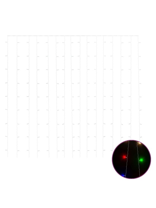 LED lempučių užuolaida, 3x3m, 300 spalvotų LED lempučių