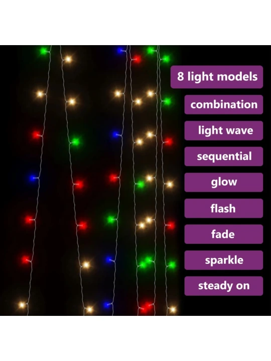 LED lempučių užuolaida, 3x3m, 300 spalvotų LED lempučių