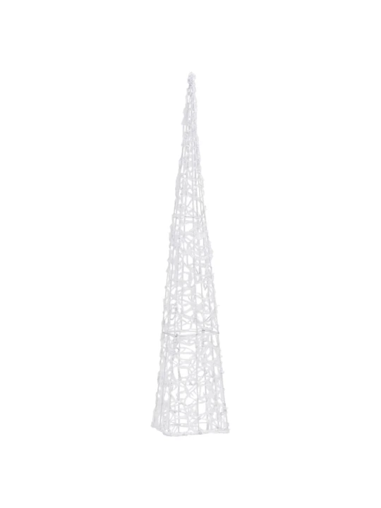 Akrilinė LED dekoracija kūgis, šaltos baltos spalvos, 90cm