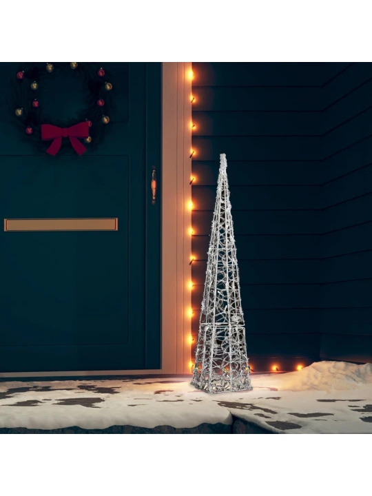 Akrilinė LED dekoracija kūgis, šaltos baltos spalvos, 90cm