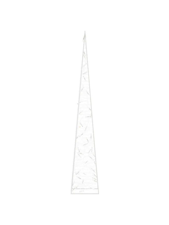 Akrilinė LED dekoracija kūgis, šaltos baltos spalvos, 90cm