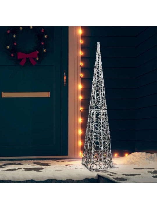 Akrilinė LED dekoracija kūgis, šaltos baltos spalvos, 120cm