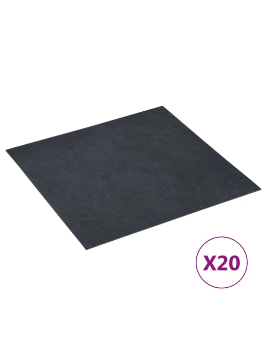 Grindų plokštės, 20vnt., juodos, 1,86m², PVC, prilimpančios