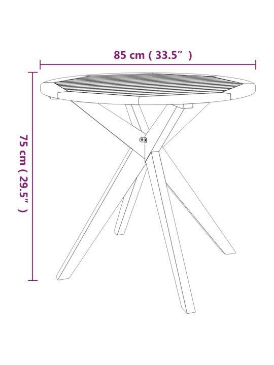 Sodo stalas, 85x85x75cm, akacijos medienos masyvas