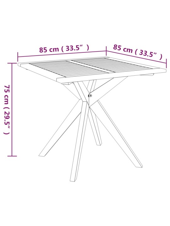 Sodo stalas, 85x85x75cm, akacijos medienos masyvas