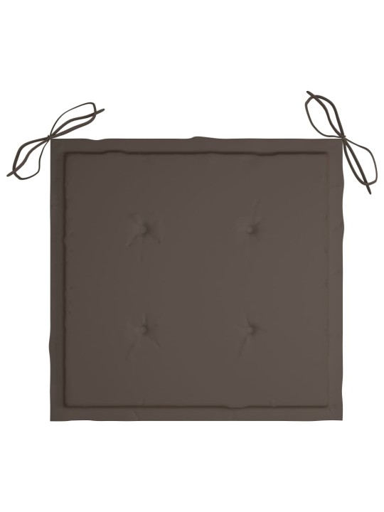 Sodo kėdės su taupe spalvos pagalvėlėmis, 6vnt., tikmedis