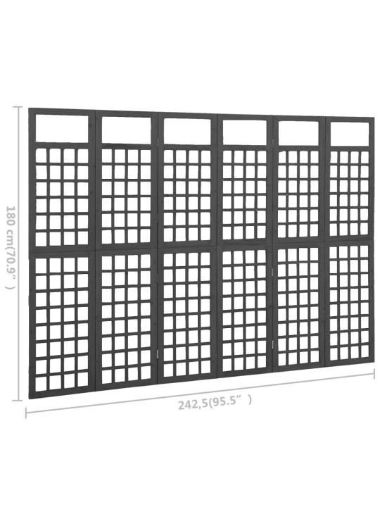 Kambario pertvara/treliažas, 6 dalių, juoda, 242,5x180cm, eglė