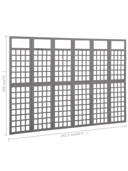 Kambario pertvara/treliažas, 6 dalių, pilkas, 242,5x180cm, eglė