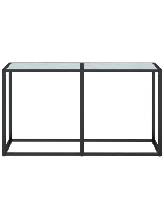 Konsolinis staliukas, balto marmuro, 140x35x75,5cm, stiklas