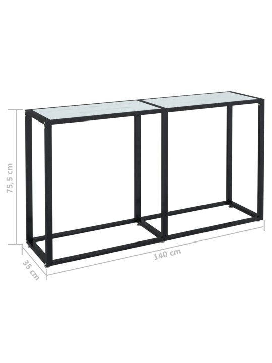 Konsolinis staliukas, balto marmuro, 140x35x75,5cm, stiklas