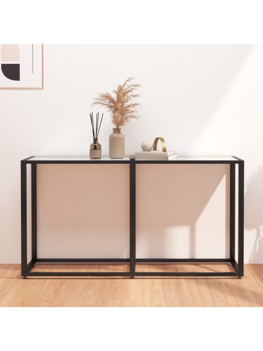 Konsolinis staliukas, balto marmuro, 140x35x75,5cm, stiklas