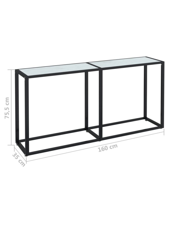 Konsolinis staliukas, balto marmuro, 160x35x75,5cm, stiklas