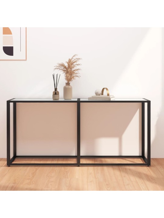 Konsolinis staliukas, balto marmuro, 160x35x75,5cm, stiklas