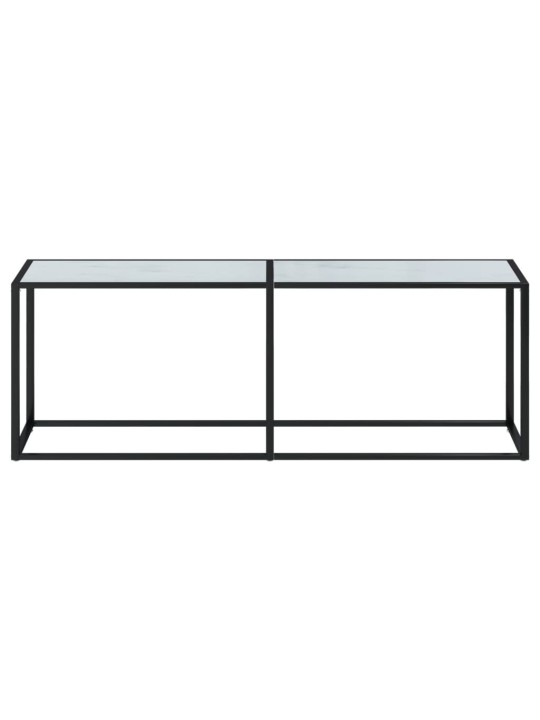 Konsolinis staliukas, balto marmuro, 220x35x75,5cm, stiklas