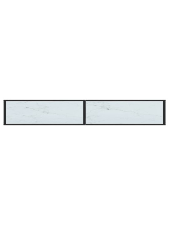 Konsolinis staliukas, balto marmuro, 220x35x75,5cm, stiklas