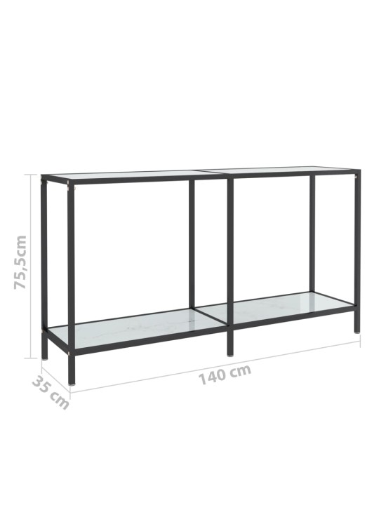 Konsolinis staliukas, baltas, 140x35x75,5cm, grūdintas stiklas