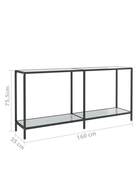 Konsolinis staliukas, baltas, 160x35x75,5cm, grūdintas stiklas