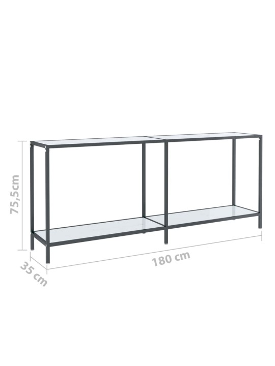 Konsolinis staliukas, baltas, 180x35x75,5cm, grūdintas stiklas