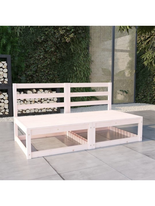 Dvivietė sodo sofa, baltos spalvos, pušies medienos masyvas