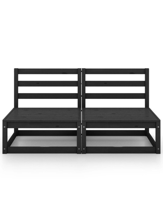 Dvivietė sodo sofa, juodos spalvos, pušies medienos masyvas
