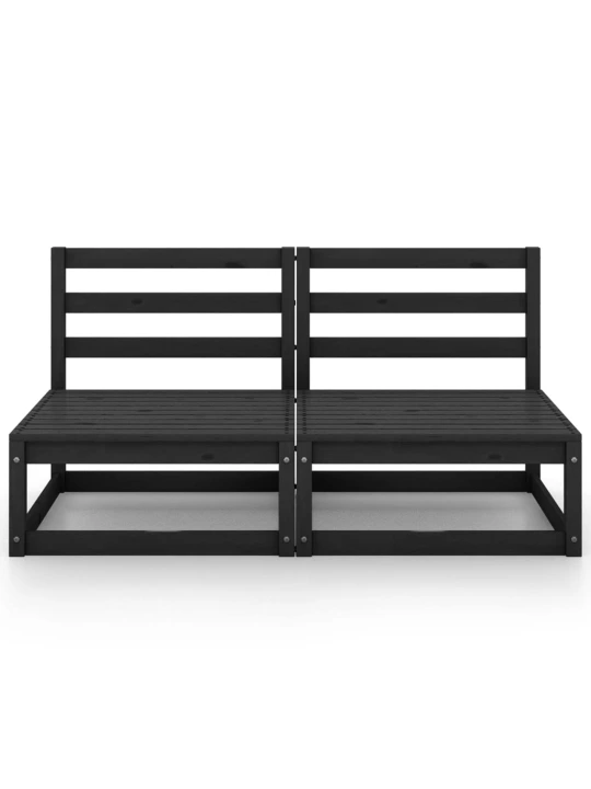 Dvivietė sodo sofa, juodos spalvos, pušies medienos masyvas