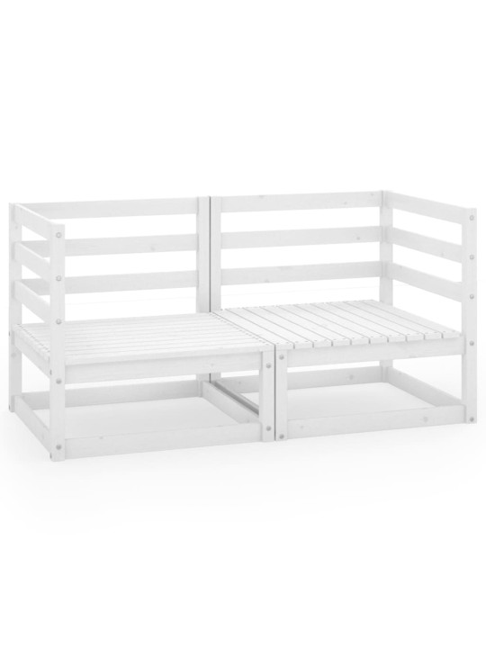 Dvivietė sodo sofa, baltos spalvos, pušies medienos masyvas