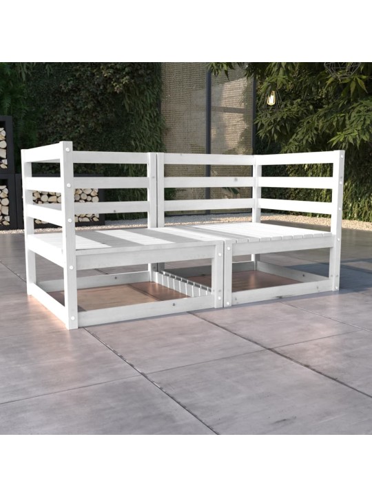 Dvivietė sodo sofa, baltos spalvos, pušies medienos masyvas