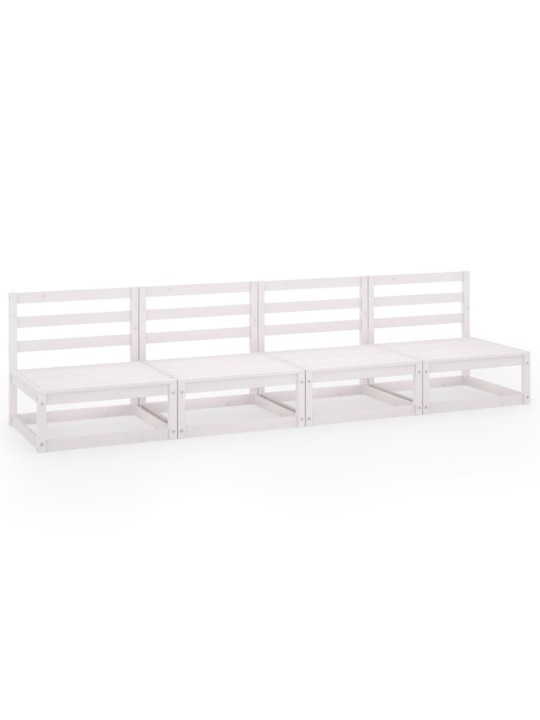 Keturvietė sodo sofa, baltos spalvos, pušies medienos masyvas