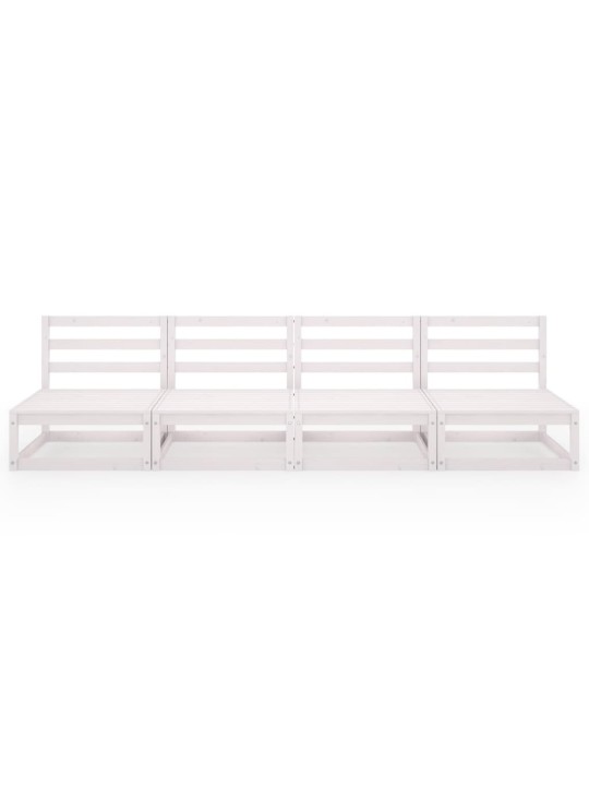 Keturvietė sodo sofa, baltos spalvos, pušies medienos masyvas