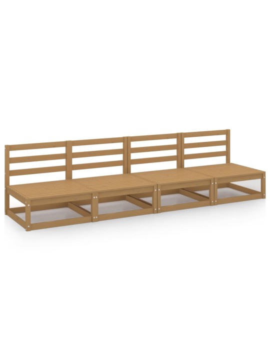 Keturvietė sodo sofa, medaus rudos spalvos, pušies masyvas