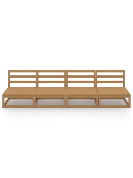 Keturvietė sodo sofa, medaus rudos spalvos, pušies masyvas