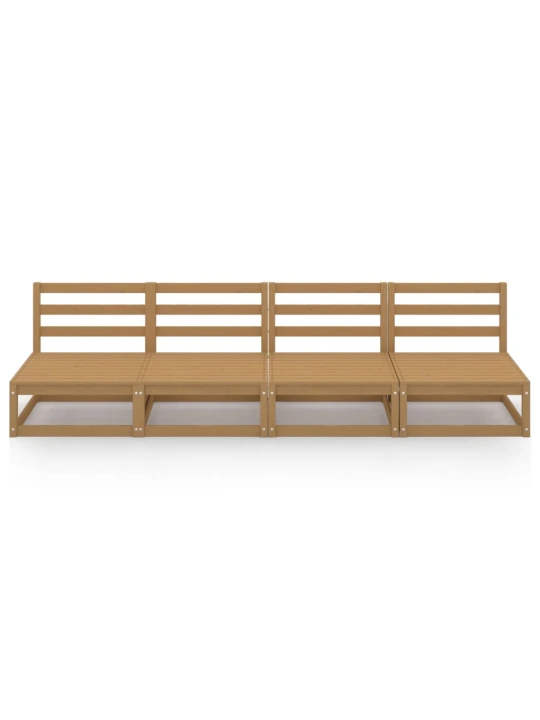 Keturvietė sodo sofa, medaus rudos spalvos, pušies masyvas