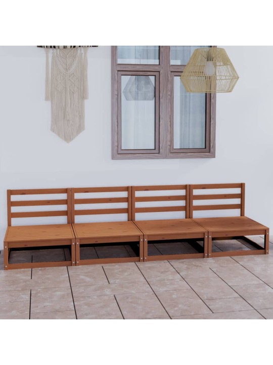 Keturvietė sodo sofa, medaus rudos spalvos, pušies masyvas