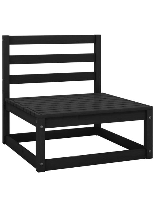 Keturvietė sodo sofa, juodos spalvos, pušies medienos masyvas
