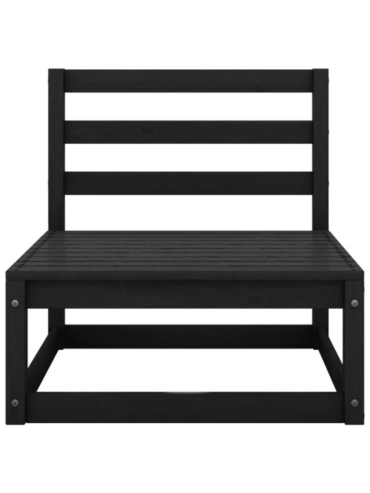 Keturvietė sodo sofa, juodos spalvos, pušies medienos masyvas
